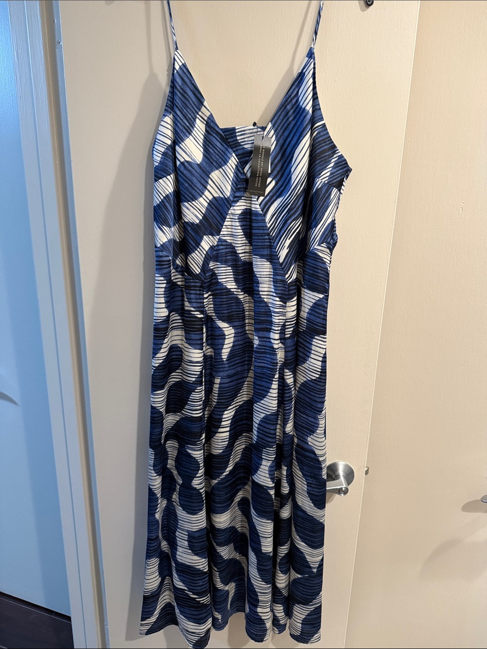Banana Republic Blue and White Wave-Print Maxi Dress